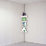 Hofuton 254 - 304cm tagre de douche pour salle de bain avec tubes tlescopiques et 4 tablettes - blanc ...