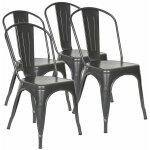 Wyctin - hofuton lot de 4 chaise de salle  manger industrielle chaise de cuisine 45 cm h empilable tabouret ...