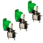 X 12v 20a led vert interrupteurs bascule, levier on / off led on - off spst + couverture auto voiture ...