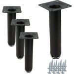 X pied de meuble droit noir, hauteur 15 cm, hauteur rglable