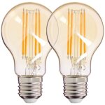 Xanlite - lot de 2 ampoules � filament led a60 globe ambr�es, culot e27, 806 lumens, conso. 9w �q. 60w, ...
