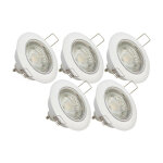 Xanlite - lot de 5 spots encastr�s metal blanc - orientables - ampoules led gu10 incluses - cons. 4w ...