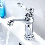Xiinzhe - mitigeur de lavabo en laiton et c�ramique - robinet vintage � long col - design floral - finition ...