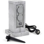 Wiltec multiprise de jardin quadruple ? 4 prises ? 194 x 194 x 295 mm ? design colonne granit ? en pp ...