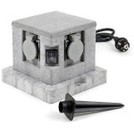 Xpotool - wiltec multiprise de jardin quadruple ? 4 prises ? 194 x 194 x 165 mm ? design granit ? en ...