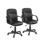 Yaheetech lot de 2 chaise de bureau fauteuil de bureau pivotante hauteur r�glable assise rembourr�e � ...