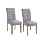 Lot de 2 chaises de salle � manger avec ch�ne tissu chaise de salon mobilier pour bureau cuisine bar ...
