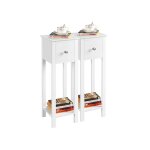 Lot de 2 tables d'appoint console en bois blanc bout de canapé haut laqué 25 x 25 x 70 cm table de chevet ... Lot de 2 tables d'appoint console en bois blanc bout de canapé haut laqué 25 x 25 x 70 cm table de chevet ...