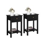 2 tables de chevet en bois noir bout de canapé table d'appoint avec 1 tiroir et 1 Étagère de rangement ... 2 tables de chevet en bois noir bout de canapé table d'appoint avec 1 tiroir et 1 Étagère de rangement ...