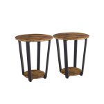 Yaheetech - 2 tables de chevet rond en bois tables de nuit marron à 2 plateaux de rangement armature ... Yaheetech - 2 tables de chevet rond en bois tables de nuit marron à 2 plateaux de rangement armature ...