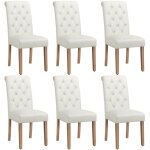 Yaheetech lot de 6 chaises de salle � manger avec ch�ne tissu chaise de salon mobilier pour bureau cuisine ...