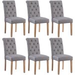Yaheetech lot de 6 chaises de salle � manger avec ch�ne tissu chaise de salon mobilier pour bureau cuisine ...