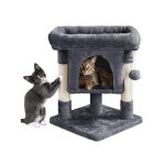 Yaheetech - arbre  chat design avec niche et plate - forme arbre - griffoir hauteur 59cm gris fonc