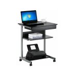 Yaheetech - bureau ordinateur roulant table informatique poste de travail / 1 tiroir et 2 etag�res / ...