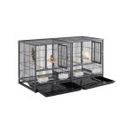 Yaheetech cage d'elevage pour oiseaux avec deux espaces diviss cage pour petit oiseaux exotiques canaris ...