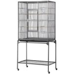 Yaheetech - cage oiseaux 81 x 47 x 160 cm volire perruche perruquet canaris sur roulettes avec support ...