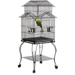 Yaheetech - cage oiseaux sur roulettes perroquet canari exterieur 59 x 59 x 139, 5 cm avec support dtachable ...