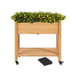 Yaheetech carr� potager sur�lev� lit de jardin sur pieds avec etag�re inf�rieure de rangement en bois ...