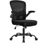 Yaheetech - chaise de bureau � roulettes avec accoudoirs pliables fauteuil ordinateur si�ge plus large ...