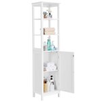 Yaheetech ? colonne de rangement salle de bain 40 x 32 x 160 cm ? 3 �tag�res ? mdf et m�tal blanc ? armoire ...