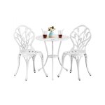 Yaheetech ensemble de table et chaise salon de jardin balcon kit de bistro 2 chaise 1 table en alliage ...