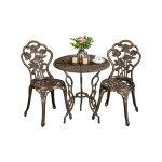 Yaheetech ensemble de table et chaise salon de jardin balcon kit de bistro 2 chaise 1 table en alliage ...