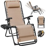 Yaheetech fauteuil de jardin z�ro gravit� ext�rieur chaise longue pliable pour terrasse avec porte - ...