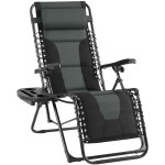 Yaheetech fauteuil de jardin z�ro gravit� rembourr� fauteuil de camping en tissu chaise longue pliable ...
