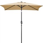 Yaheetech parasol d'ext�rieur rectangulaire � 6 baleines haut de 200 cm parasol inclinable avec cadre ...