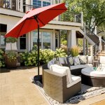 Yaheetech parasol de jardin ext�rieur 225 cm parasol avec 8 baleines en m�tal manivelle avec bouton - ...