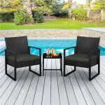 Yaheetech - salon de jardin 2 fauteuils et 1 table basse pour salon / bar / bureau en rsine tresse ...