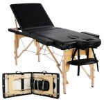 Yaheetech table de massage pliable avec pieds en bois - hauteur r�glable avec accessoires et sac de transport ...