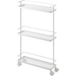 Yamazaki - desserte  roulettes en acier blanche - l38 cm