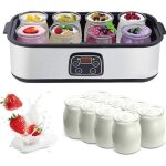 Yaourti�re ultime avec affichage led, machine � yaourt automatique de 1400 ml avec 8 pots en verre, minuterie ...