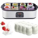 Yaourti�re ultime avec affichage led, machine � yaourt automatique de 1400 ml avec 8 pots en verre, minuterie ...