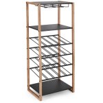 Yes everyday - meuble range bouteilles 50x35x122 cm noir et naturel - erza