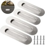 Ymyny 4 pack sliding door handles oval recessed handle stainless steel rustproof brushed metal hidden ...