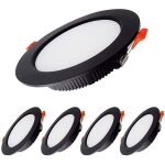 Ymyny 7w spot led encastrable dimmable noir extra plat 230v 5 pack, 700lm = 70w incandescence, ip44, ...