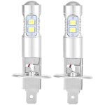 Ampoules de phares, kit d'ampoules de phares led  feux de croisement 2x h1 6000k ultra white 100w - ...