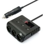 Ymyny chargeur de voiture 3 prises multiprise allume cigare 24v / 12v usb chargeur de voiture adaptateur ...