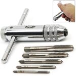 Ymyny clé de support de robinet à cliquet à poignée en t réglable en argent, avec 5 pièces m3 - m8 3mm ... Ymyny clé de support de robinet à cliquet à poignée en t réglable en argent, avec 5 pièces m3 - m8 3mm ...