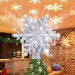 Etoile sapin de noel, lampe projecteur led flocon de neige, etoile sapin noel lumineuse pour decoration ...