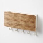 Ymyny - range courrier et boite cls en bois porte cls  crochet sans trou range courrier mural bois ...