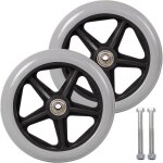 Roulette avant de 6 pouces, 2pcs roues de remplacement pour fauteuil roulan, pneu solide antidrapant, ...