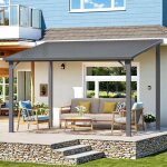 Yodolla pergola adoss�e aluminium 2. 4 x 3. 6m, gazebo � toit rigide, pergola murale pour terrasse ext�rieur ...