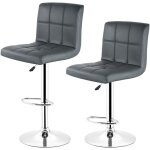 Yongqing - lot de 2 tabourets de bar chaise fauteuil am�ricain en hauteur r�glable gris