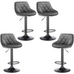 Lot de 4 chaises de bar, tabourets hauts, siège de cuisine, hauteur réglable, repose - pieds en métal, ... Lot de 4 chaises de bar, tabourets hauts, siège de cuisine, hauteur réglable, repose - pieds en métal, ...