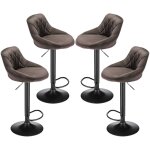 Lot de 4 chaises de bar tabourets hauts siège de cuisine hauteur réglable repose - pieds en métal surface ... Lot de 4 chaises de bar tabourets hauts siège de cuisine hauteur réglable repose - pieds en métal surface ...