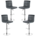 Yongqing - lot de 4 tabourets de bar avec dossier pivotants en faux cuir hauteur réglable gris Yongqing - lot de 4 tabourets de bar avec dossier pivotants en faux cuir hauteur réglable gris
