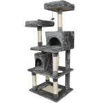 Yongqing - arbre  chat, griffoir + 2 niche gant + colonne en sisal + jouet + panier, gris clair, multi ...